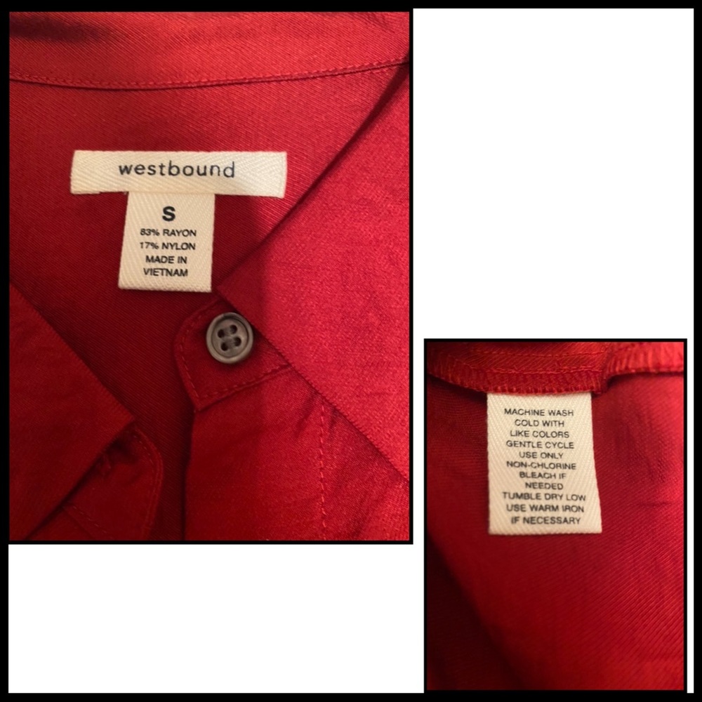 NWOT WESTBOUND Red Button-Down Long Sleeve Shirt S - Picture 7 of 7
